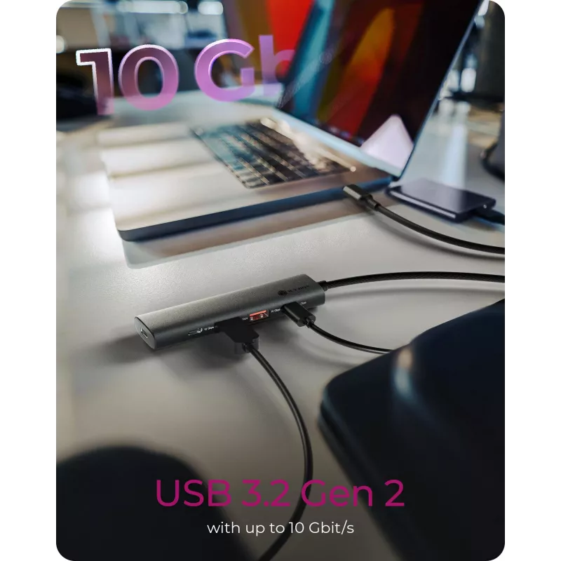 ICY BOX IB-HUB1437-CPD johdollinen USB 3.2 Gen 2 (3.1 Gen 2) Type-C musta