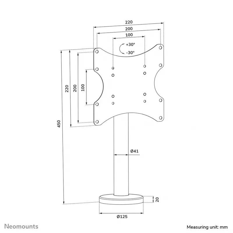 Neomounts TV-pöytäteline ruuvattava DS42-430BL12 enint. 50 kg 23-43