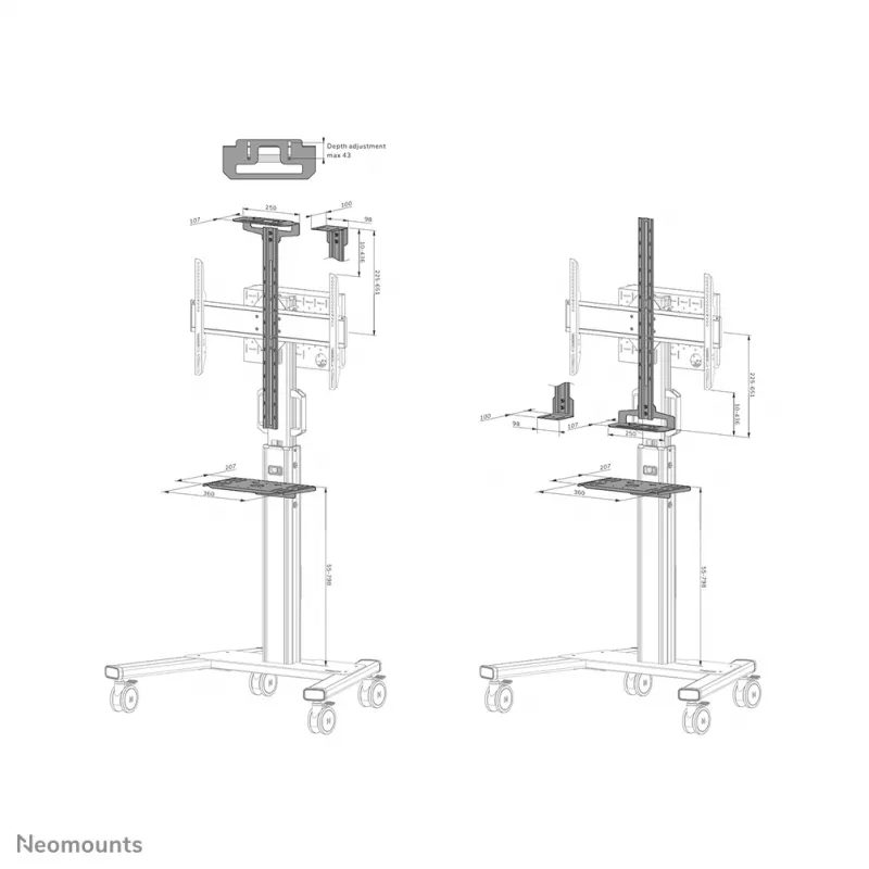 Asennussarja Neomounts AV1-825BL musta teräs 3 kg