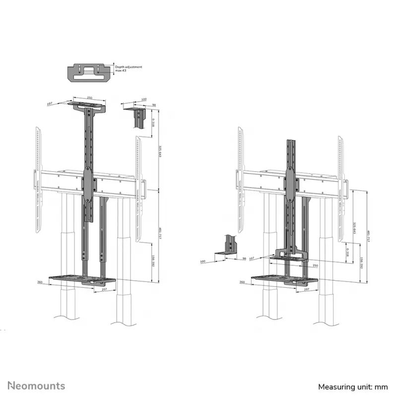 Neomounts AV1-875BL videopalkki- ja multimediakit – universaali