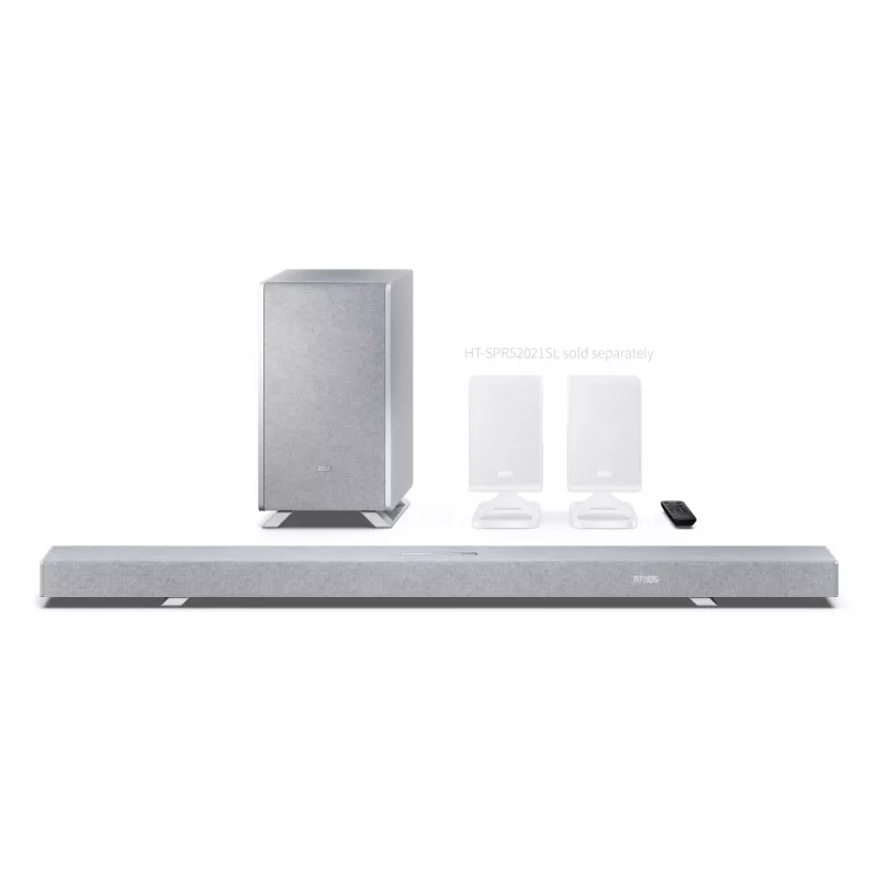 Sharp HT-SBW55121(SL) 5.1.2 Dolby Atmos/DTS:X äänipalkki langattomalla subwooferilla, 650 W, Bluetooth, hopea