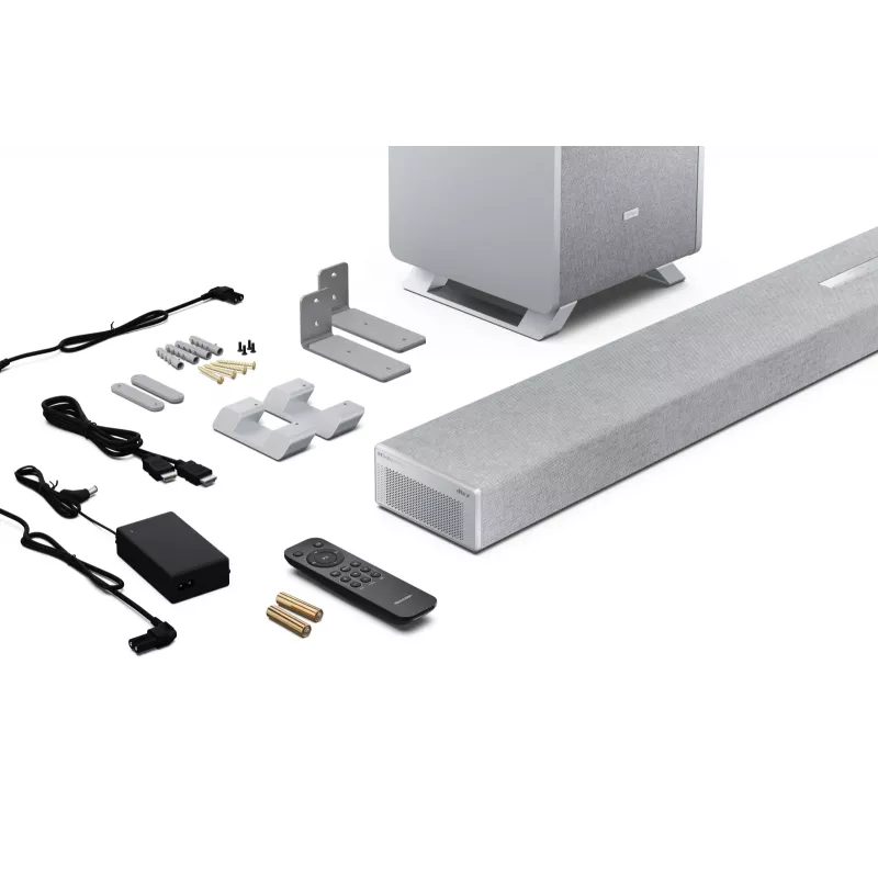 Sharp HT-SBW55121(SL) 5.1.2 Dolby Atmos/DTS:X äänipalkki langattomalla subwooferilla, 650 W, Bluetooth, hopea