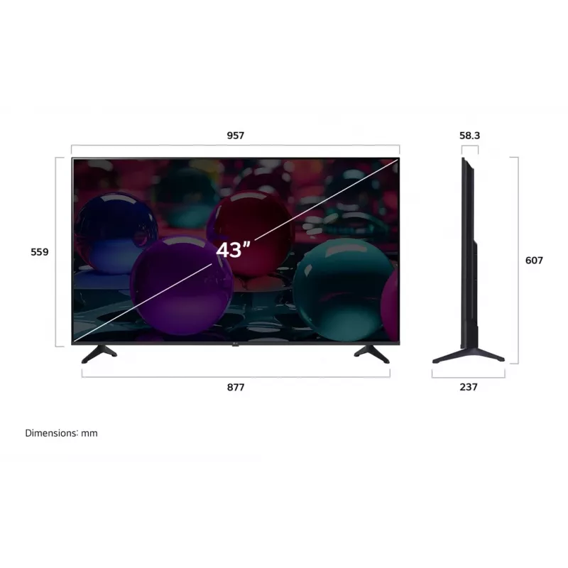 LG UHD AI 43UA73003LA TV 109,2 cm (43 inch) 4K Ultra HD Smart-TV Wi-Fi musta