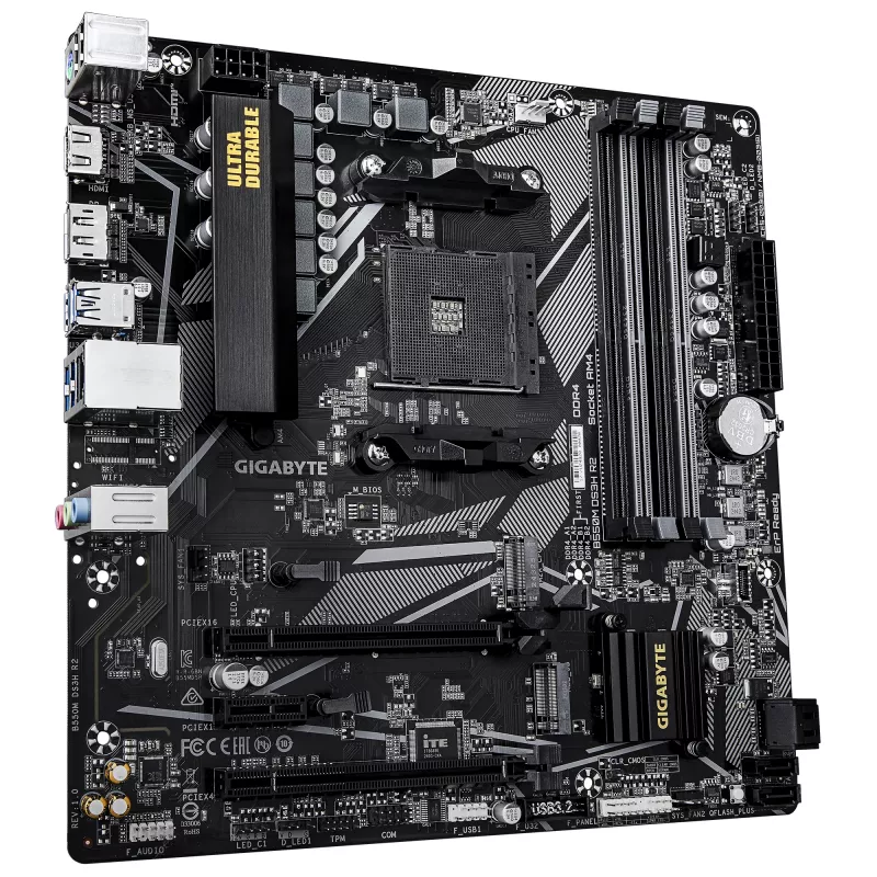 Emolevy GIGABYTE B550M DS3H R2, B550, kanta AM4, Micro ATX