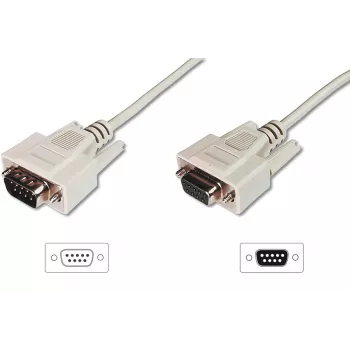 DIGITUS tiedonsiirron jatkokaapeli, D-Sub9 M/F, 2m sarjaportti, valettu beige