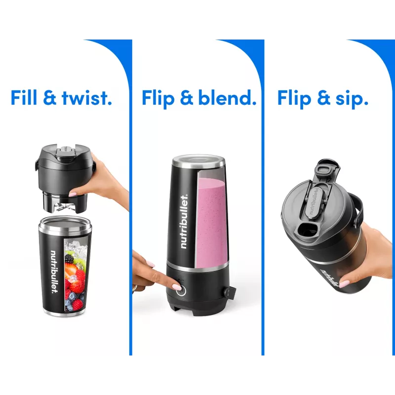 NutriBullet Flip 0,59 L kannettava tehosekoitin 11 W musta