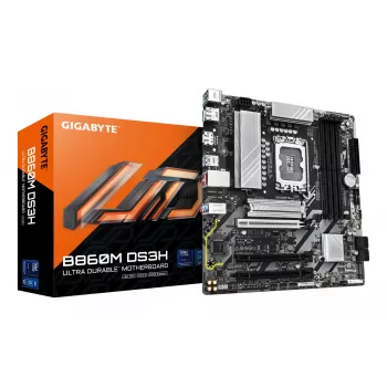 GIGABYTE B860M DS3H emolevy - Intel Core Ultra -sarjan CPU:t, 5+1+2+1 vaihe VRM, jopa 9066MHz DDR5, 1xPCIe 5.0 + 1xPCIe 4.0 M.2, 2.5GbE LAN, USB 3.2 Gen 2