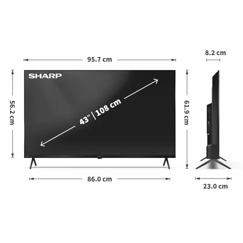 Sharp 43HP5265E TV 109,2 cm (43 tuuman) 4K Ultra HD -älytelevisio Wi-Fi musta
