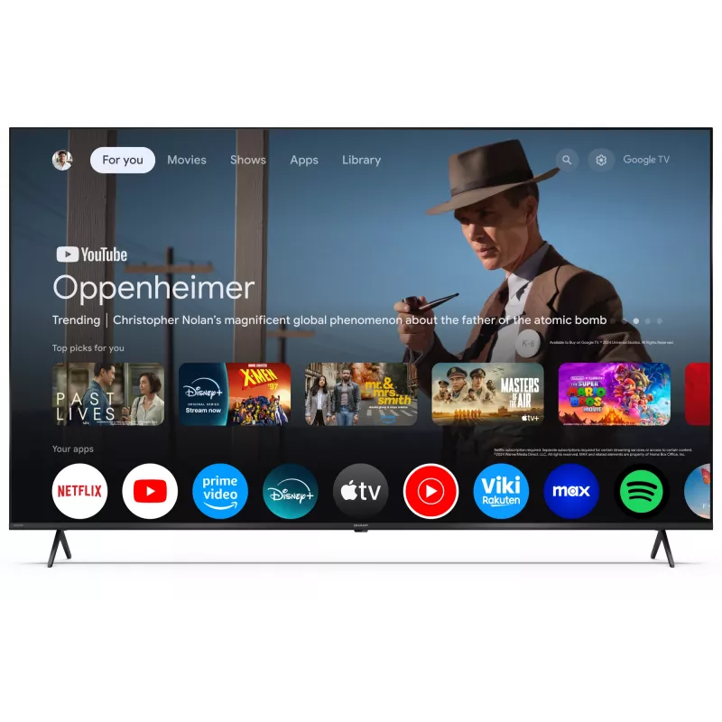 Sharp 65HP5265E 65" (165,1 cm) 4K Ultra HD älytelevisio, Google TV, Wi-Fi, musta