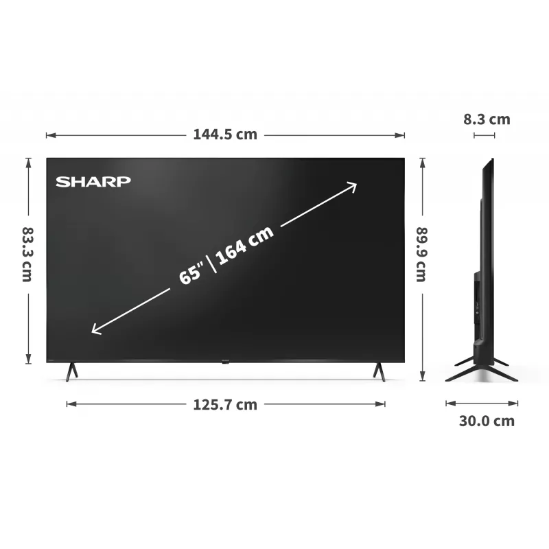 Sharp 65HP5265E 65" (165,1 cm) 4K Ultra HD älytelevisio, Google TV, Wi-Fi, musta