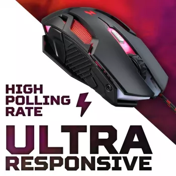 Pelihiiri Acer Nitro NMW200 — molempikätinen, optinen 7200 DPI, 7 painiketta, USB Type-A, musta
