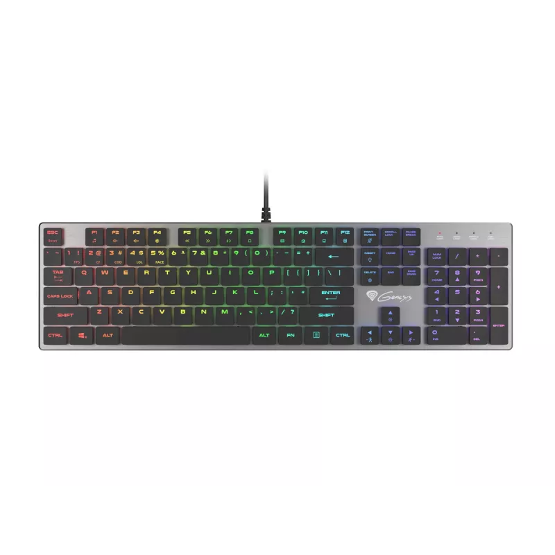 GENESIS Thor 420 RGB pelinäppäimistö USB QWERTY US International hopea