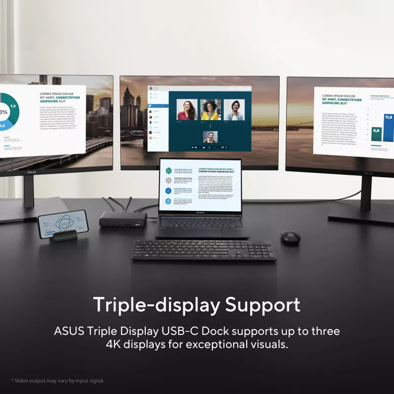 ASUS Triple Display USB-C telakka DC300 telakointi USB 3.2 Gen 2 (3.1 Gen 2) Type-C musta