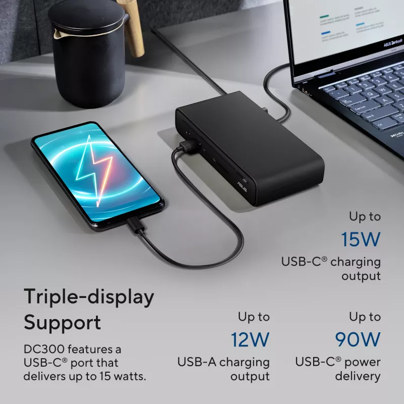 ASUS Triple Display USB-C telakka DC300 telakointi USB 3.2 Gen 2 (3.1 Gen 2) Type-C musta