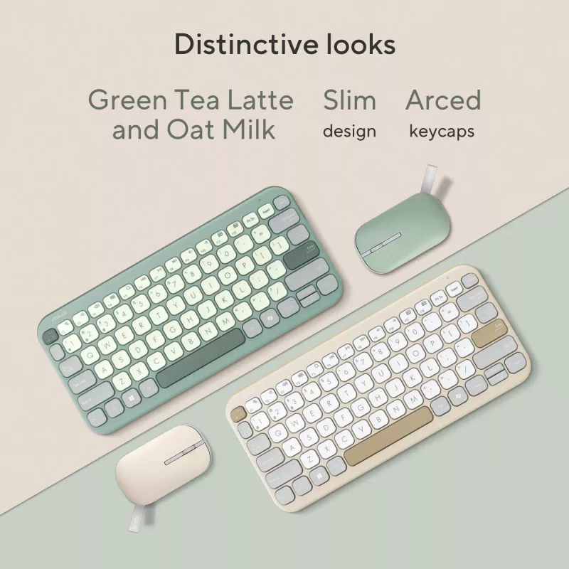 Langaton Bluetooth-näppäimistö ASUS Marshmallow KW100 — US International -asettelu, Oat Milk