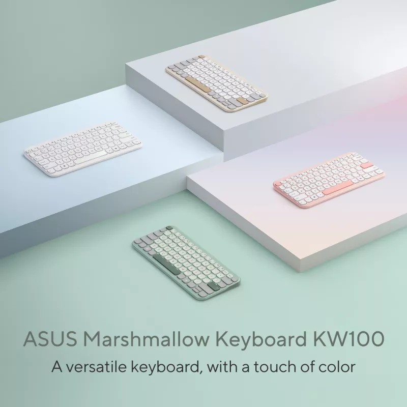 Langaton Bluetooth-näppäimistö ASUS Marshmallow KW100 — US International -asettelu, kompakti muotoilu