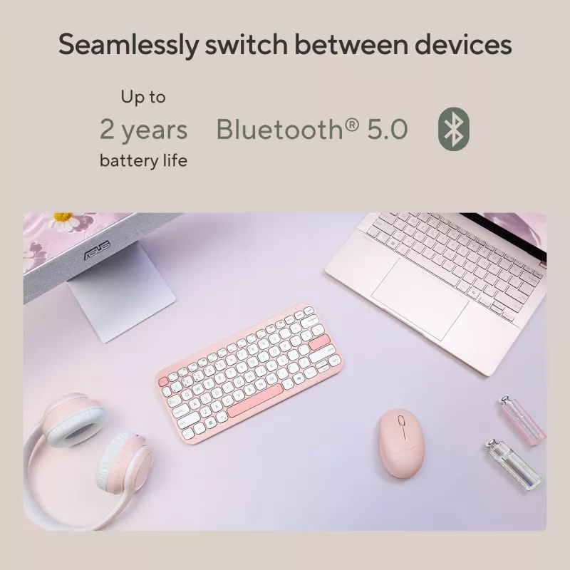 Langaton Bluetooth-näppäimistö ASUS Marshmallow KW100 — US International -asettelu, kompakti muotoilu