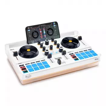 DJ-kontrolleri Hercules DJControl Mix Ultra – valkoinen, kannettava Bluetooth-kontrolleri