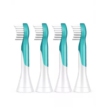 Sonicare For Kids -varaharjaspäät Philips HX6034/90 — 4 kpl:n pakkaus, sininen/valkoinen, vaihto 3 kuukauden välein