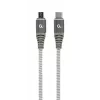 GEMBIRD Premium puuvillapäällysteinen USB Type-C - micro-USB-lataus- ja datakaapeli, 1,5 m - harmaa