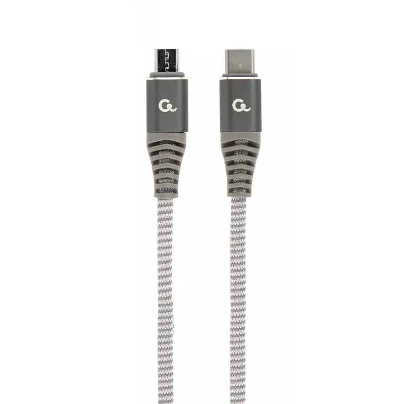 GEMBIRD Premium puuvillapäällysteinen USB Type-C - micro-USB-lataus- ja datakaapeli, 1,5 m - harmaa