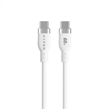 TARGUS silikoninen USB-C–USB-C 60W -latauskaapeli 1,5 m - valkoinen