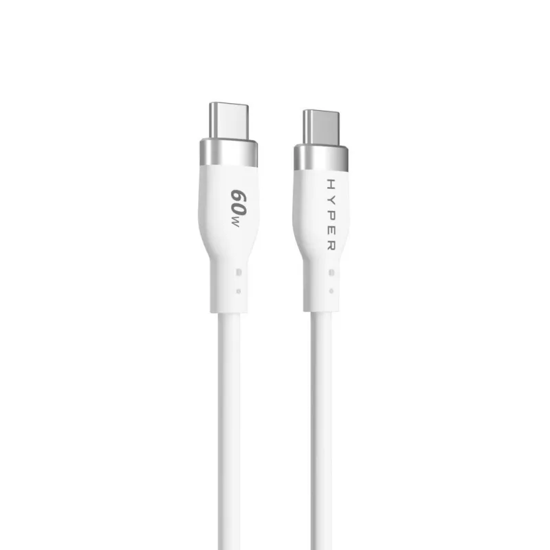 TARGUS silikoninen USB-C–USB-C 60W -latauskaapeli 1,5 m - valkoinen
