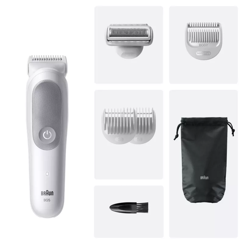 Braun Series 5 kehonkarvatrimmeri/parranajokone, vaaleanharmaa