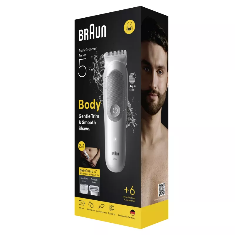 Braun Series 5 kehonkarvatrimmeri/parranajokone, vaaleanharmaa