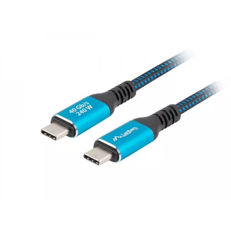 Lanberg CA-CMCM-44CU-0005-BK USB-C M/M USB4-kaapeli 0,5 m, 240 W, 8K 60 Hz