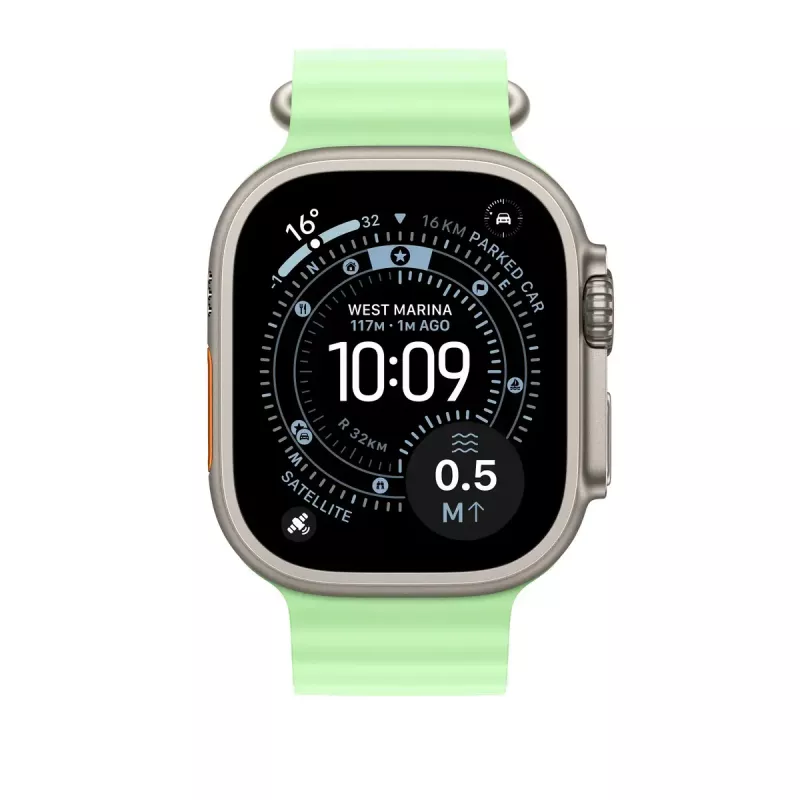 Apple Natural Titanium Finish MGCF4ZM/A -ranneke vihreä fluorelastomeeri 49 mm