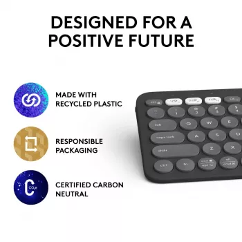 Logitech Pebble Keys 2 K380s näppäimistö yleiskäyttöön RF langaton + Bluetooth QWERTY US International grafiitti