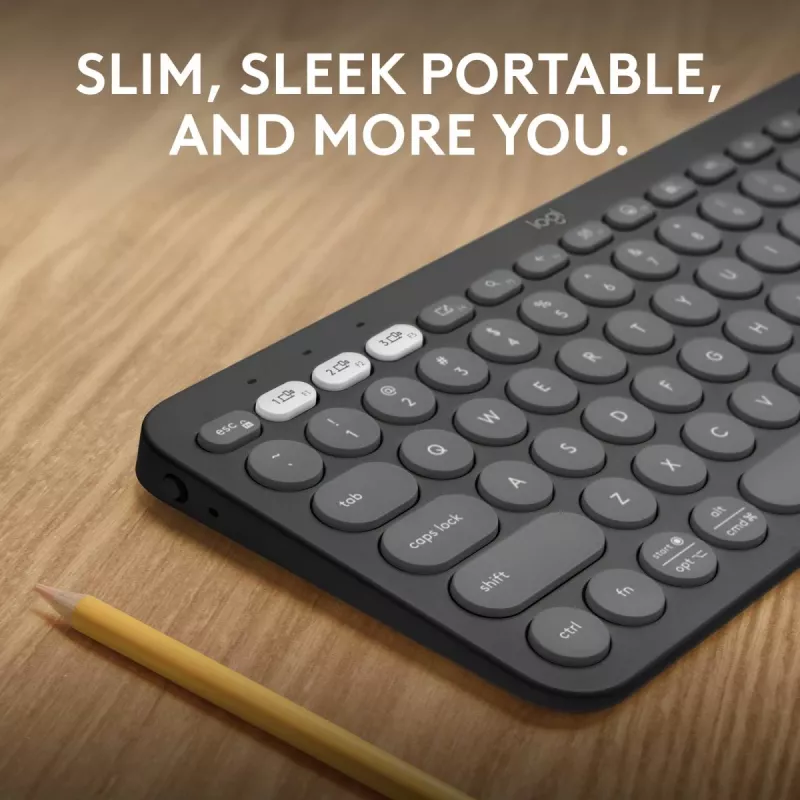 Logitech Pebble Keys 2 K380s näppäimistö yleiskäyttöön RF langaton + Bluetooth QWERTY US International grafiitti