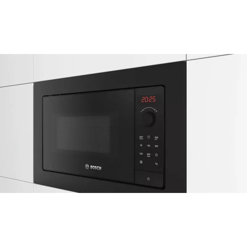 Kalusteisiin asennettava mikroaaltouuni Bosch Serie 2 BFL623MB4 20 L 800 W LED-näyttö musta kiertosäädin