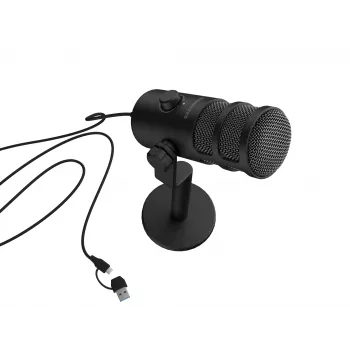 Johdollinen PC-mikrofoni GENESIS Radium 350D – USB Type-A/Type-C, -48 dB herkkyys, 16–14 000 Hz, 2,5 m kaapeli, musta