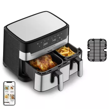 Tefal Dual Easy Fry & Grill EY905D Double 8,3 L pöytämalli 2700 W kiertoilmakypsennin ruostumaton teräs