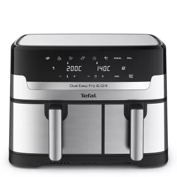 Tefal Dual Easy Fry & Grill EY905D Double 8,3 L pöytämalli 2700 W kiertoilmakypsennin ruostumaton teräs