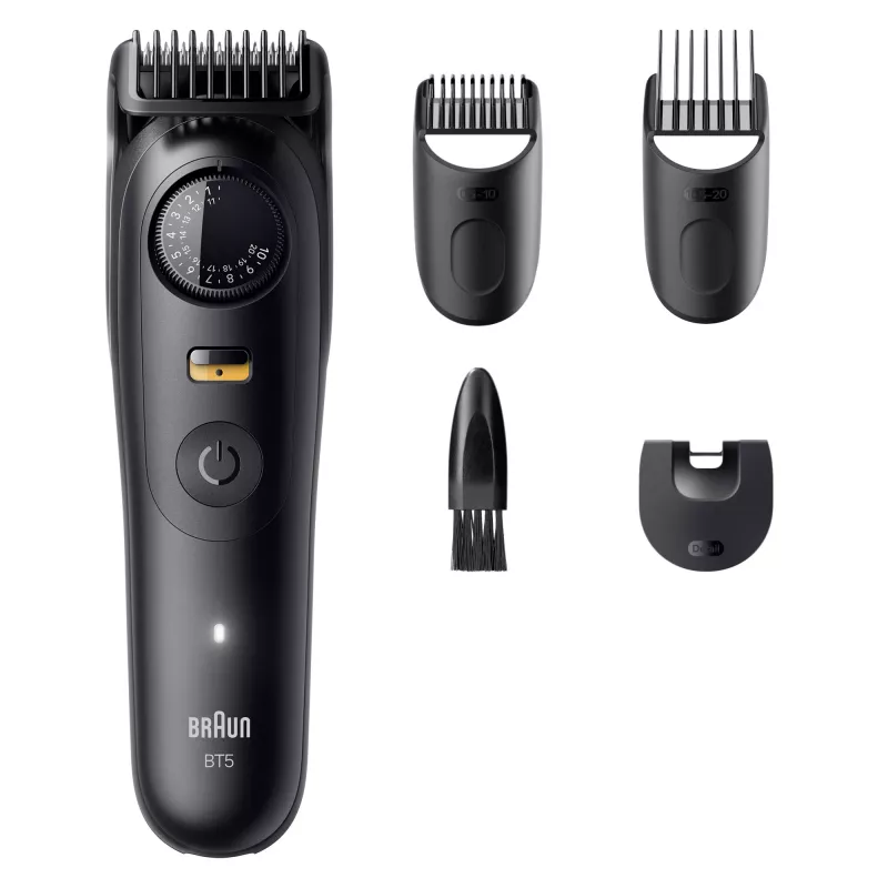 Partakone BRAUN BT5520 — 0,5–20 mm, 40 pituusasetusta, ladattava, 120 min akunkesto, musta
