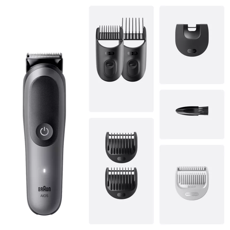 Braun Series 5 AIO5520 All-in-One 7-in-1-trimmerisarja, langaton, 14 pituusasetusta, musta