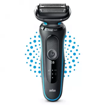 Braun Series 5 51-M1000s -parranajokone — 3 teräpäätä, märkä ja kuiva, Li-Ion-akku, pikalataus, musta/sininen