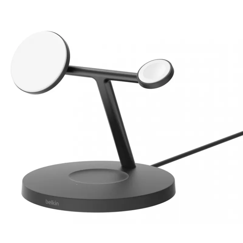 BELKIN Wireless Charging Stand - Boost Charge Pro - 3-in-1 With Qi2 15w - musta