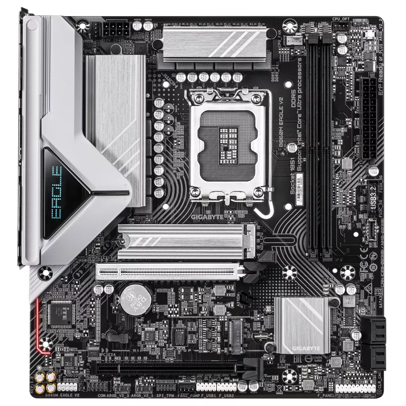 Emolevy GIGABYTE B860M EAGLE V2 — Micro ATX, LGA 1851, Intel B860, 2 DIMM DDR5 jopa 9066 MHz, PCIe 5.0, 2.5GbE