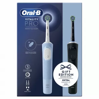 Oral-B Vitality Pro Duo pyörivä-värähtelevä hammasharja aikuisille, musta, sininen, valkoinen