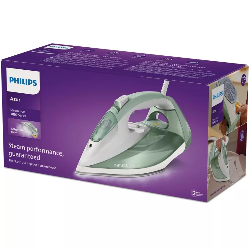 Philips 7000-sarja DST7012/70 -silitysrauta höyrysilitysrauta SteamGlide Plus -silityspohja 2600 W vihreä, harmaa