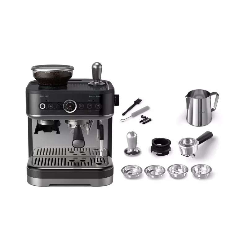 Philips Barista Brew, espressokeitin, 2,3 L, integroitu mylly, 1350 W, musta