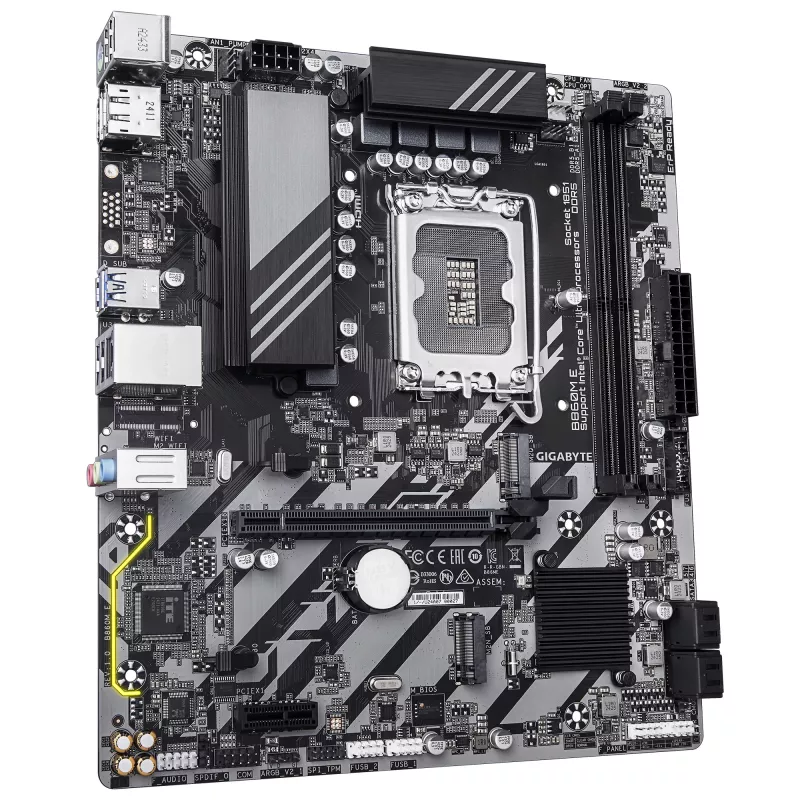 Micro-ATX-emolevy GIGABYTE B860M E — LGA 1851 Intel Core Ultralle, DDR5 jopa 8800 MHz (O.C.), 2×PCIe 4.0 M.2, 1GbE