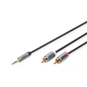 Äänisovitinkaapeli Digitus DB-510330-010-S 3,5 mm RCA:han 1 m musta