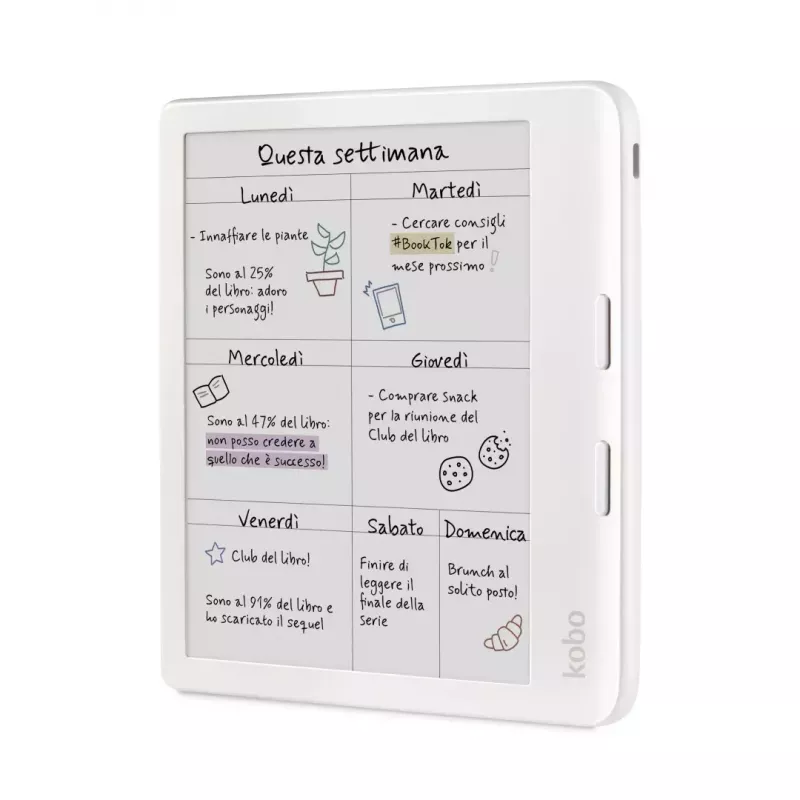 E-kirjan lukulaite Kobo Libra Colour 7 inch E Ink Kaleido, 32 GB, Wi‑Fi, Bluetooth, vedenpitävä, valkoinen