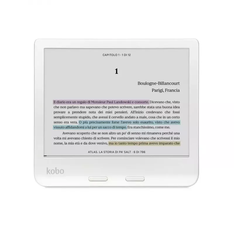 E-kirjan lukulaite Kobo Libra Colour 7 inch E Ink Kaleido, 32 GB, Wi‑Fi, Bluetooth, vedenpitävä, valkoinen