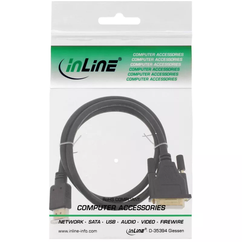 InLine HDMI–DVI-kaapeli uros / 18+1 uros kullattu 3 m